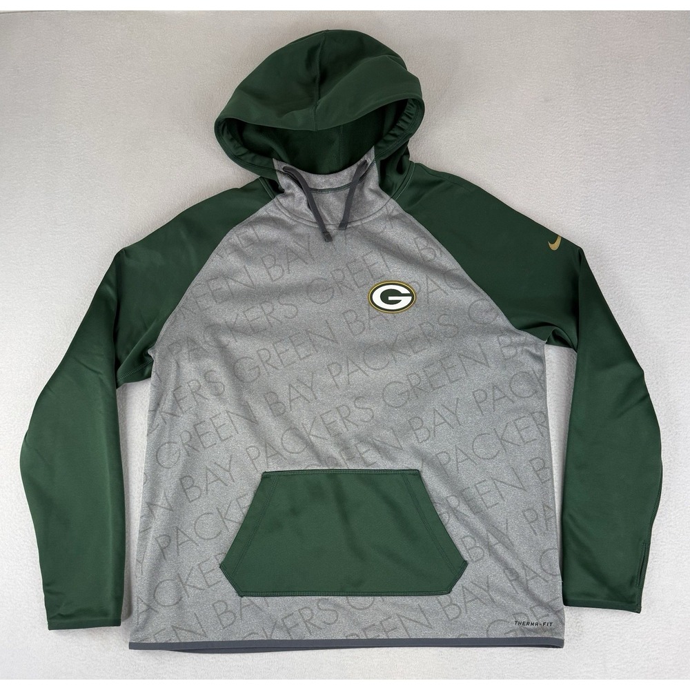 Green Bay Packers Lightweight Hoodie Men's XL Green Nike Sweatshirt Therma‎ Fit